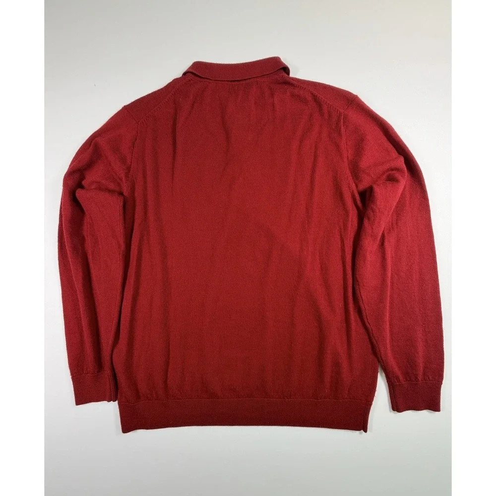 Turnbury Extra Fine Merino Wool Red Sweater Collar Men's Size Large